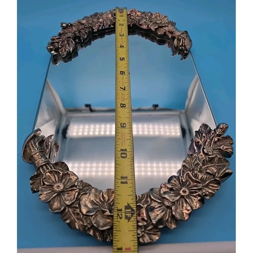 Heritage Mint Ltd. Floral Mirrored Glass Metal Vanity Tray